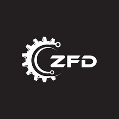 ZFD letter technology logo design on black background. ZFD creative initials letter IT logo concept. ZFD setting shape design.
