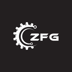 ZFG letter technology logo design on black background. ZFG creative initials letter IT logo concept. ZFG setting shape design.
