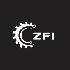 ZFI letter technology logo design on black background. ZFI creative initials letter IT logo concept. ZFI setting shape design.
