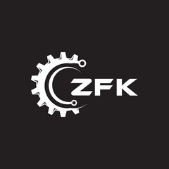 ZFK letter technology logo design on black background. ZFK creative initials letter IT logo concept. ZFK setting shape design.
