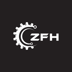 ZFH letter technology logo design on black background. ZFH creative initials letter IT logo concept. ZFH setting shape design.

