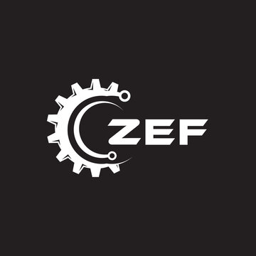 ZEF letter technology logo design on black background. ZEF creative initials letter IT logo concept. ZEF setting shape design.
