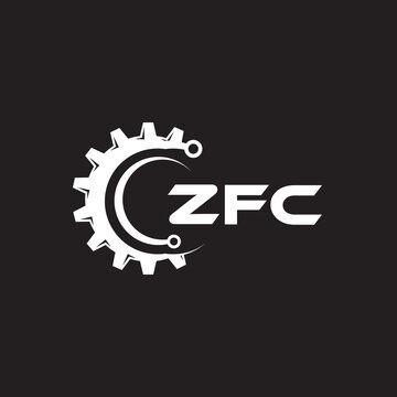 ZFC letter technology logo design on black background. ZFC creative initials letter IT logo concept. ZFC setting shape design.
