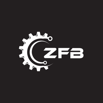 ZFB letter technology logo design on black background. ZFB creative initials letter IT logo concept. ZFB setting shape design.
