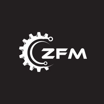 ZFM letter technology logo design on black background. ZFM creative initials letter IT logo concept. ZFM setting shape design.
