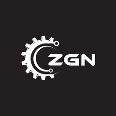 ZGN letter technology logo design on black background. ZGN creative initials letter IT logo concept. ZGN setting shape design.
