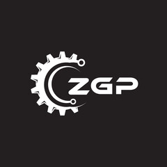 ZGP letter technology logo design on black background. ZGP creative initials letter IT logo concept. ZGP setting shape design.
