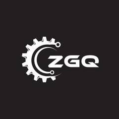 ZGQ letter technology logo design on black background. ZGQ creative initials letter IT logo concept. ZGQ setting shape design.
