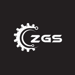 ZGS letter technology logo design on black background. ZGS creative initials letter IT logo concept. ZGS setting shape design.
