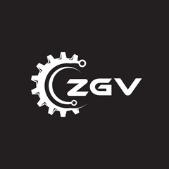 ZGV letter technology logo design on black background. ZGV creative initials letter IT logo concept. ZGV setting shape design.
