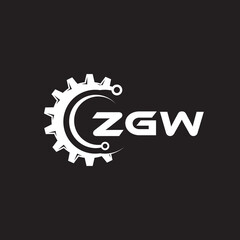 ZGW letter technology logo design on black background. ZGW creative initials letter IT logo concept. ZGW setting shape design.
