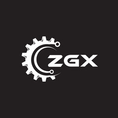 ZGX letter technology logo design on black background. ZGX creative initials letter IT logo concept. ZGX setting shape design.
