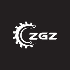 ZGZ letter technology logo design on black background. ZGZ creative initials letter IT logo concept. ZGZ setting shape design.
