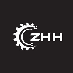 ZHH letter technology logo design on black background. ZHH creative initials letter IT logo concept. ZHH setting shape design.
