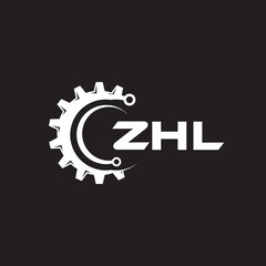 ZHL letter technology logo design on black background. ZHL creative initials letter IT logo concept. ZHL setting shape design.
