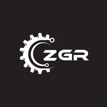 ZGR letter technology logo design on black background. ZGR creative initials letter IT logo concept. ZGR setting shape design.
