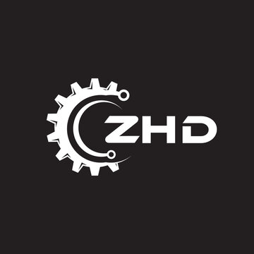 ZHD letter technology logo design on black background. ZHD creative initials letter IT logo concept. ZHD setting shape design.
