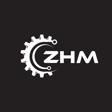 ZHM letter technology logo design on black background. ZHM creative initials letter IT logo concept. ZHM setting shape design.
