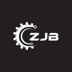 ZJB letter technology logo design on black background. ZJB creative initials letter IT logo concept. ZJB setting shape design.
