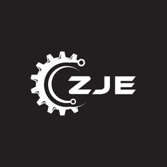 ZJE letter technology logo design on black background. ZJE creative initials letter IT logo concept. ZJE setting shape design.
