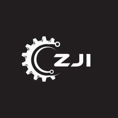 ZJI letter technology logo design on black background. ZJI creative initials letter IT logo concept. ZJI setting shape design.
