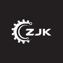 ZJK letter technology logo design on black background. ZJK creative initials letter IT logo concept. ZJK setting shape design.
