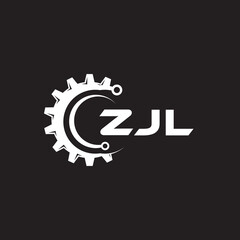 ZJL letter technology logo design on black background. ZJL creative initials letter IT logo concept. ZJL setting shape design.
