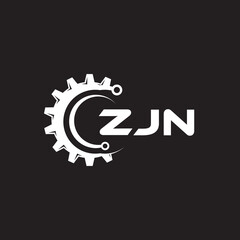 ZJN letter technology logo design on black background. ZJN creative initials letter IT logo concept. ZJN setting shape design.
