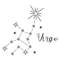 Constellation of virgo. Black and white stars on a white background