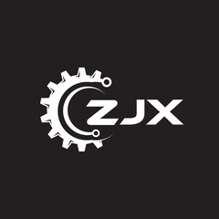 ZJX letter technology logo design on black background. ZJX creative initials letter IT logo concept. ZJX setting shape design.
