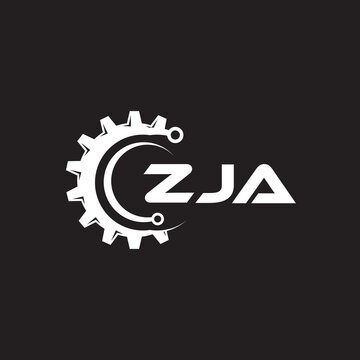 ZJA letter technology logo design on black background. ZJA creative initials letter IT logo concept. ZJA setting shape design.
