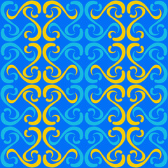 Seamless tile pattern in traditional style. Simple abstract spiral shapes. Flat vector graphics.