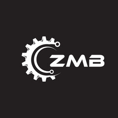 ZMB letter technology logo design on black background. ZMB creative initials letter IT logo concept. ZMB setting shape design.
