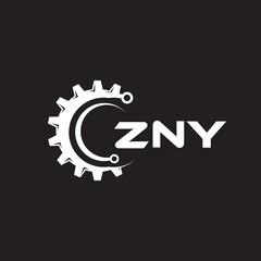 ZNY letter technology logo design on black background. ZNY creative initials letter IT logo concept. ZNY setting shape design.
