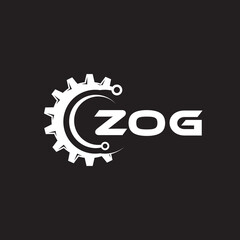 ZOG letter technology logo design on black background. ZOG creative initials letter IT logo concept. ZOG setting shape design.
