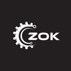ZOK letter technology logo design on black background. ZOK creative initials letter IT logo concept. ZOK setting shape design.
