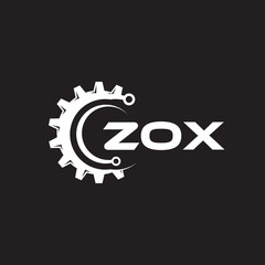 ZOX letter technology logo design on black background. ZOX creative initials letter IT logo concept. ZOX setting shape design.
