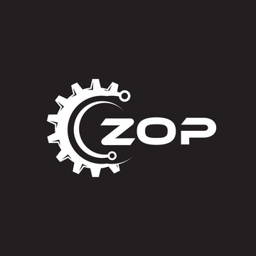 ZOP letter technology logo design on black background. ZOP creative initials letter IT logo concept. ZOP setting shape design.
