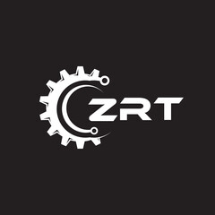 ZRT letter technology logo design on black background. ZRT creative initials letter IT logo concept. ZRT setting shape design.

