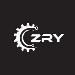 ZRY letter technology logo design on black background. ZRY creative initials letter IT logo concept. ZRY setting shape design.
