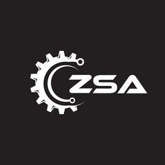 ZSA letter technology logo design on black background. ZSA creative initials letter IT logo concept. ZSA setting shape design.
