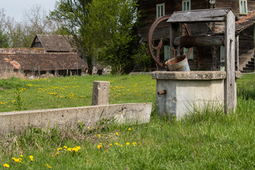 Obraz premium Croatia, May 01,2022: Well for drawing water located in the countryside.