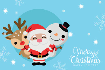 Merry Christmas and Happy New Year seamless pattern. wrapping paper, postcard. Vector illustration of Santa, candy cane, bow, text kid design pattern	