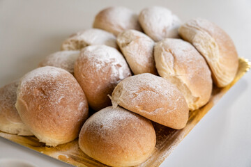 Valldemossa typical potato flour buns, Coque de Patata, .Majorca, Balearic Islands, Spain