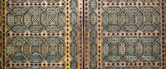 Moroccan style's door at the Mohammed V mausoleum in Rabat Morocco, Africa