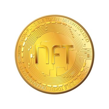 NFT Non Fungible Gold Token With Transparent Background