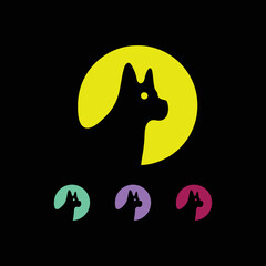 Circle dog animal logo design 