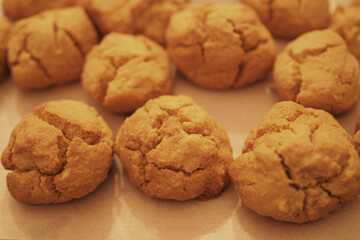 Close-up of freshly baked biscuit scones