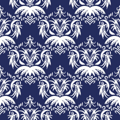 Fototapeta premium Traditional Ethnic paisley Pattern Navy blue background Vector pattern Seamless pattern for fabric print cloth dress carpet curtains rug Sarong Aztec African Indian Indonesian design 