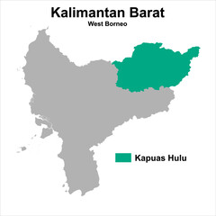 vector map of Kapuas Hulu administrative boundaries Regency, West Kalimantan, Indonesia. can be used for presentations, business, analysis, regional profiles and others